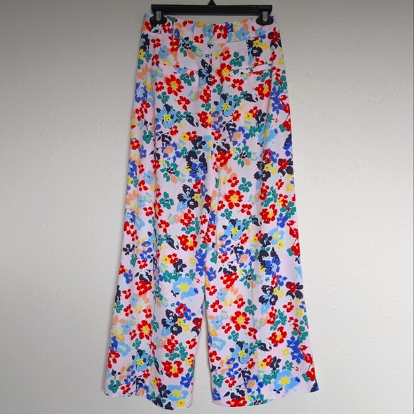 Floral Cropped Tropical Trousers Sz 2 barbiecore clowncore cottagecore - Picture 2 of 5